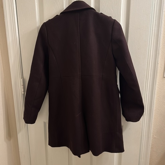 Lightly warm plum pea coat from Ann Taylor Loft. Size 0 petite. - Picture 4 of 4